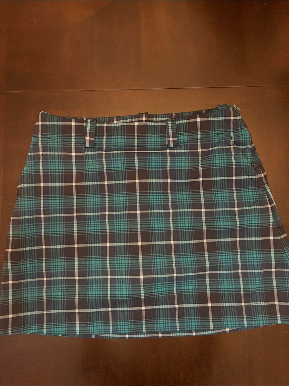 Nike Teal and Navy Plaid Mini Skort